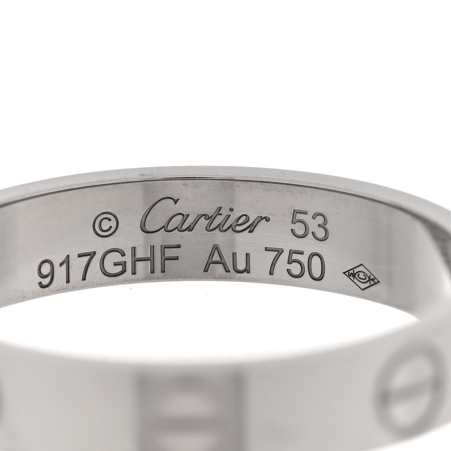 18K White Gold 3.5mm LOVE Wedding Band Ring 53 6.5