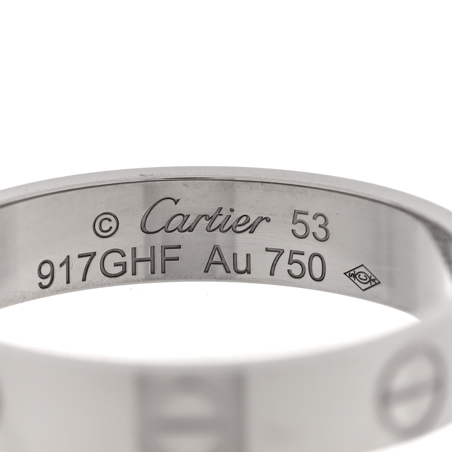 Cartier 18K White Gold 3.5mm LOVE Wedding Band Ring 53 6.5 4 of 4