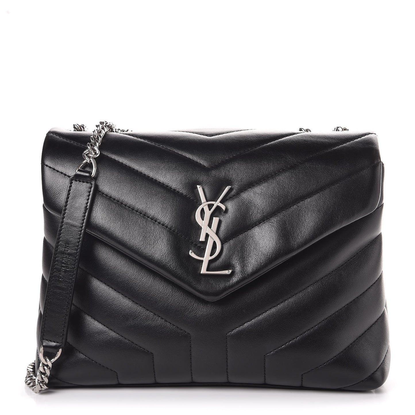 Calfskin Y Quilted Monogram Small Loulou Chain Satchel Black