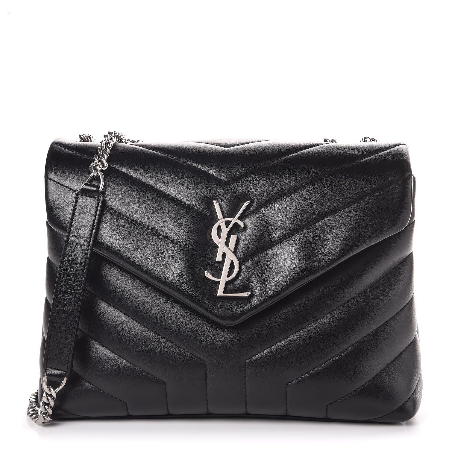Saint Laurent Calfskin Y Quilted Monogram Small Loulou Chain Satchel Black 1 of 7