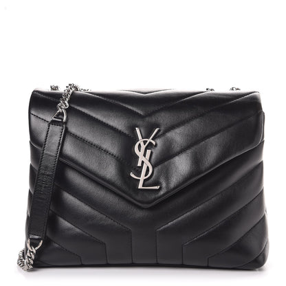 Saint Laurent Calfskin Y Quilted Monogram Small Loulou Chain Satchel Black 1 of 7