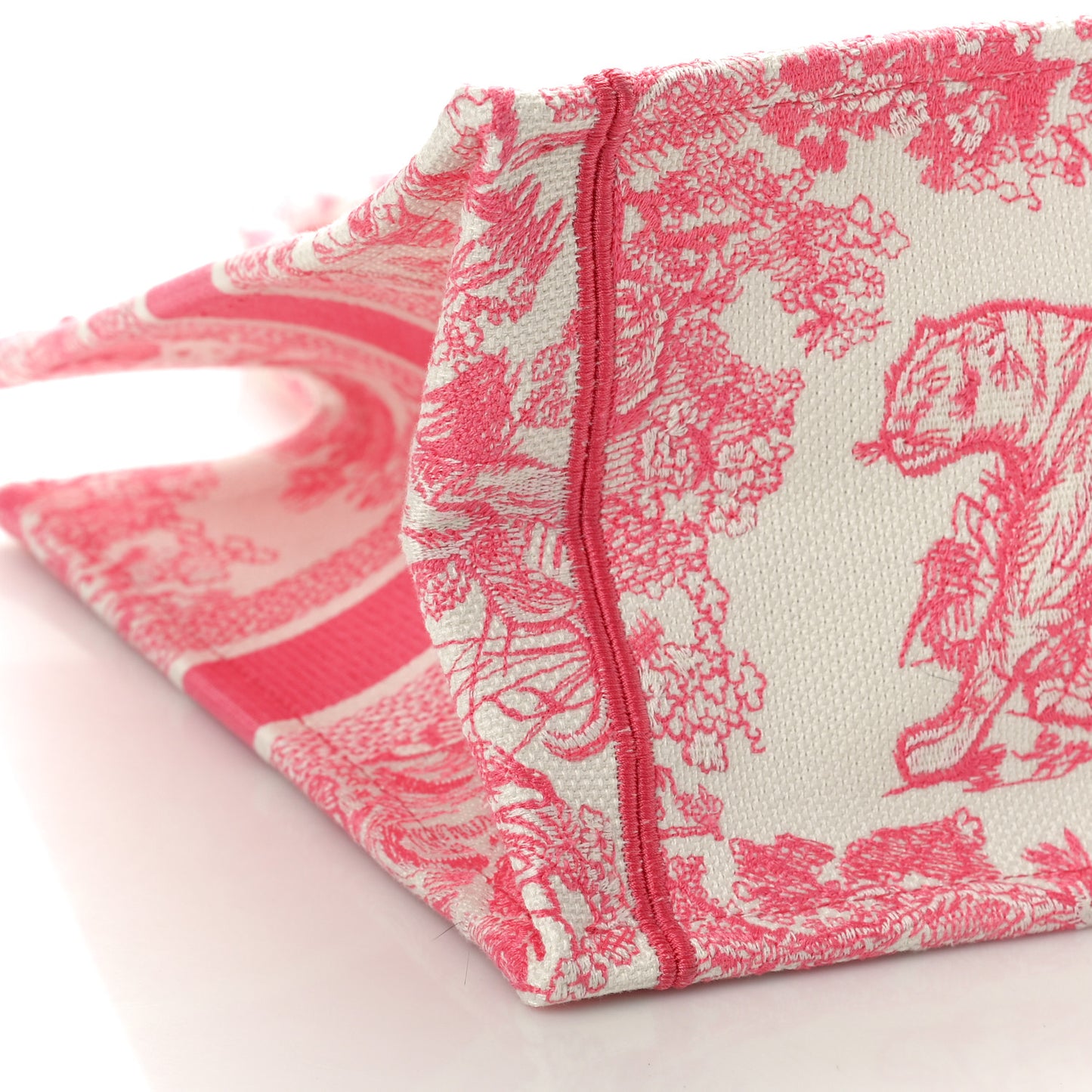 Canvas Embroidered Medium Dioriviera Toile De Jouy Book Tote Peony Pink