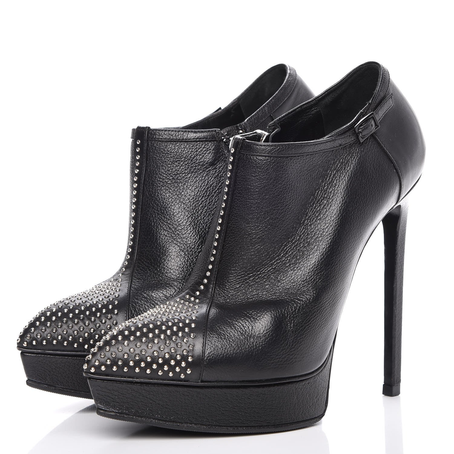 Saint Laurent Calfskin Studded Janis 105 Boots 36 Black 3 of 15