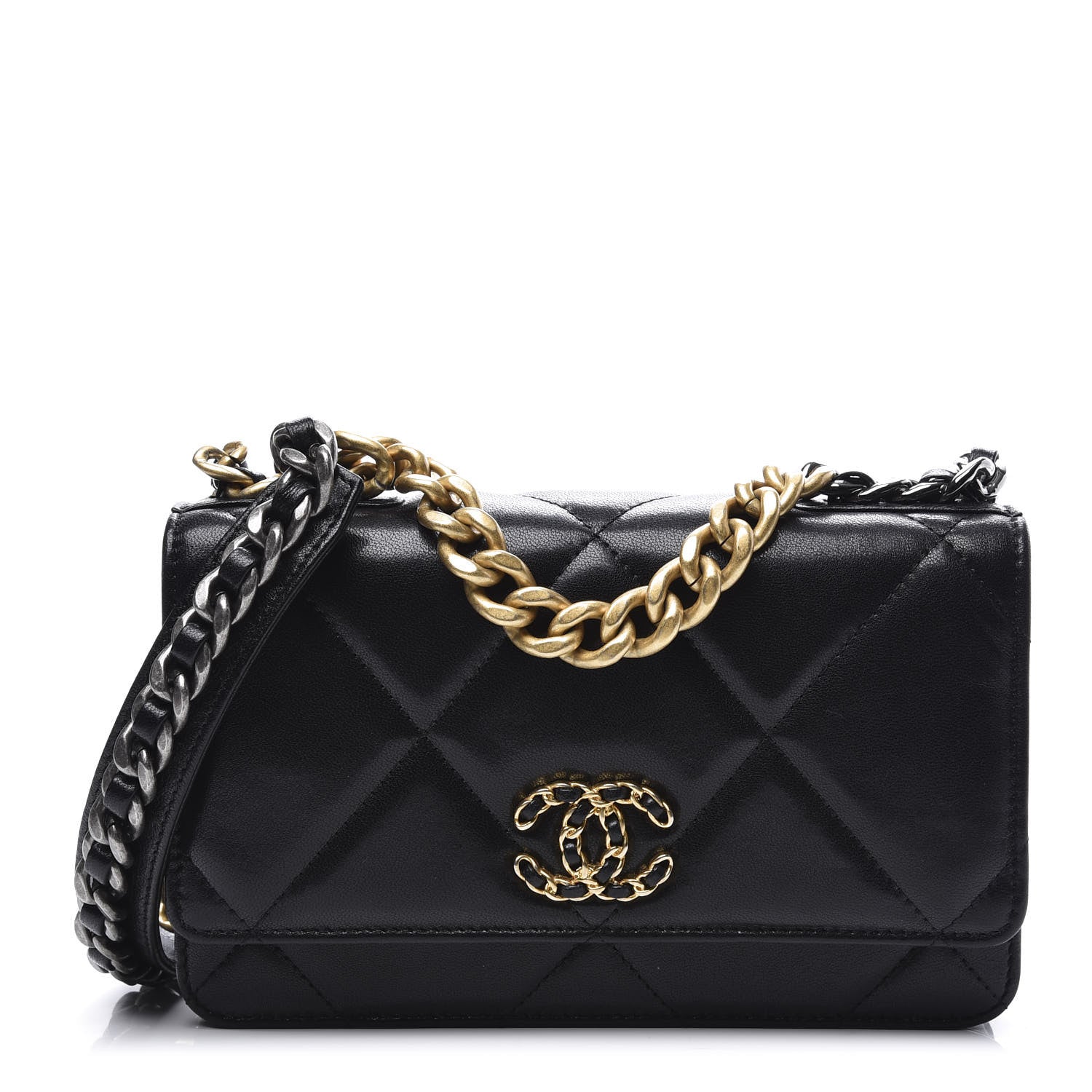 Chanel Goatskin Quilted 19 Wallet On Chain WOC Black 1 of 13