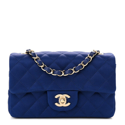 Chanel Satin Quilted Mini Rectangular Flap Blue 1 of 11