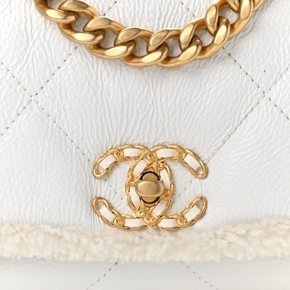 Chanel Crumpled Calfskin Shearling Sheepskin Medium Chanel 19 Flap White 8 of 10