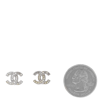 Chanel Crystal Timeless CC Earrings Silver 2 of 5