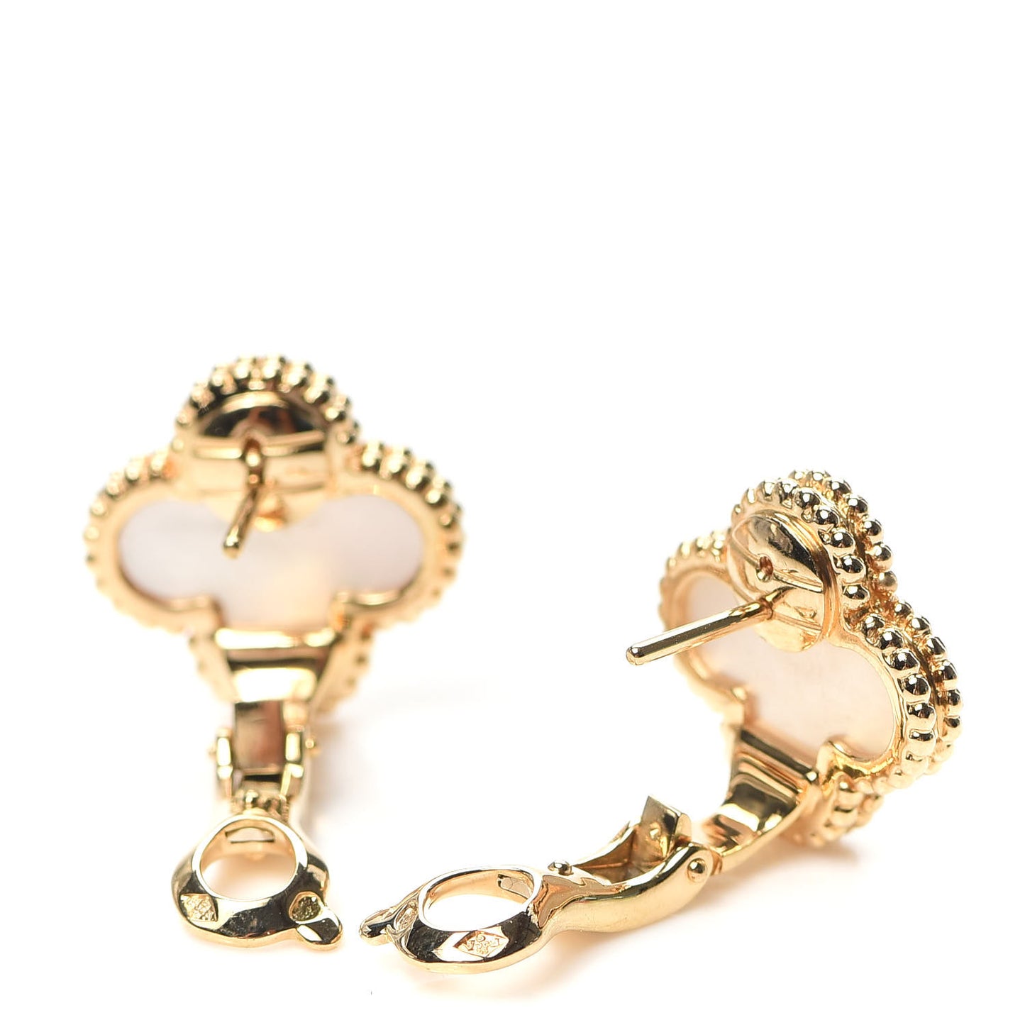 18K Yellow Gold Mother of Pearl Vintage Alhambra Earrings