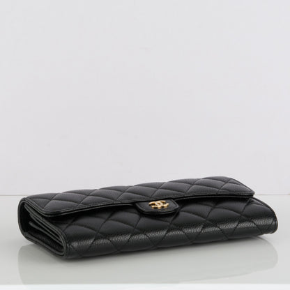 Chanel Caviar Quilted Large Gusset Flap Wallet Black 4 of 8