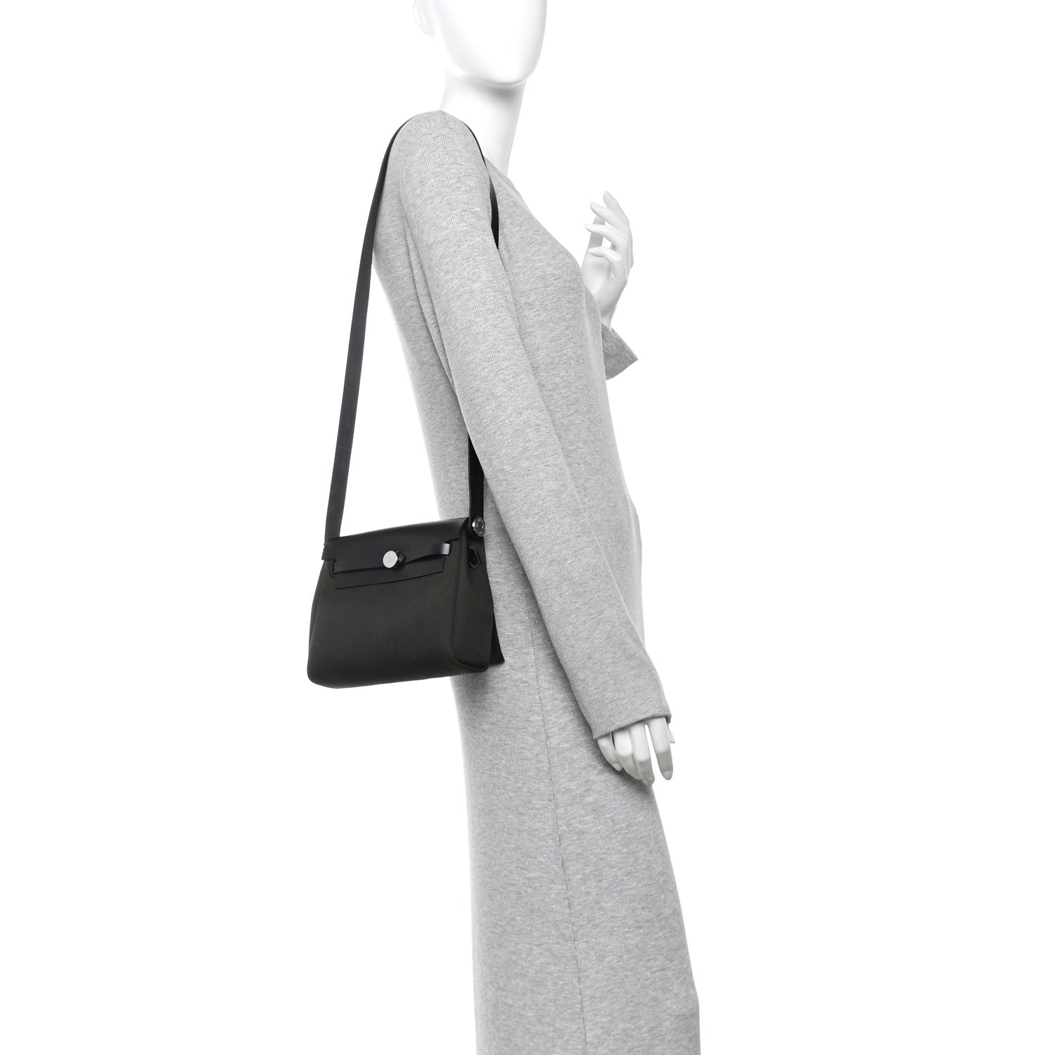 Hermes Military Toile Vache Hunter Herbag Zip Retourne 20 Vert De Gris Black 2 of 10