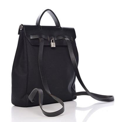 Hermes Toile Vache Calfskin Herbag 30 PM Backpack Black 4 of 15
