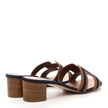Hermes Calfskin Denim Oasis Sandals 40 Bleu Brut Gold 3 of 10