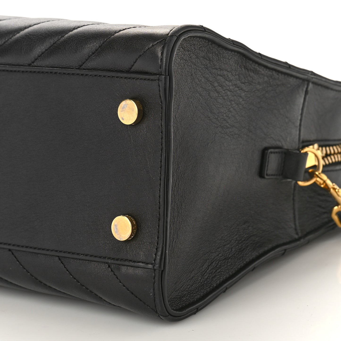 Calfskin Matelasse Chevron Small Monogram Cabas Black