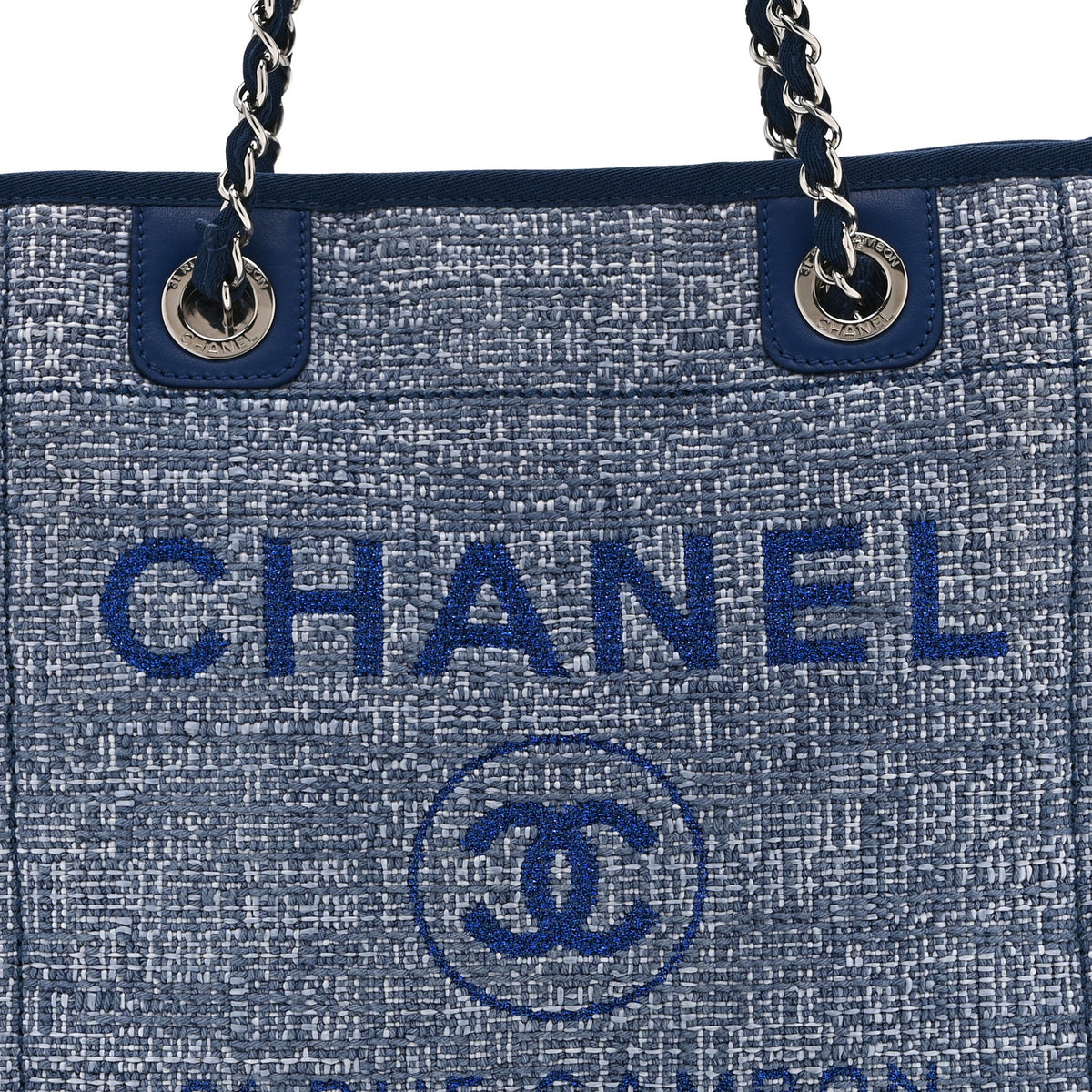 Chanel Woven Straw Raffia Mini Deauville Tote Blue 8 of 10