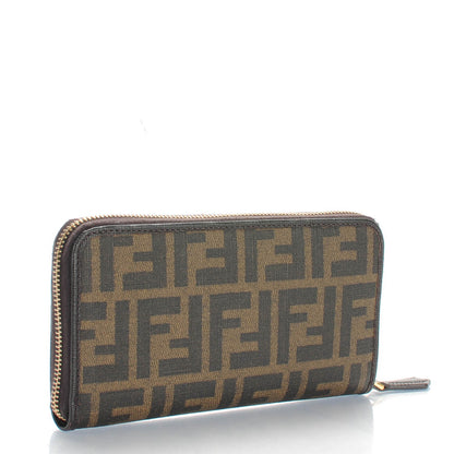 Fendi Zucca Spalmati Vitello Elite Zip Around Wallet Tobacco Ebano 3 of 8