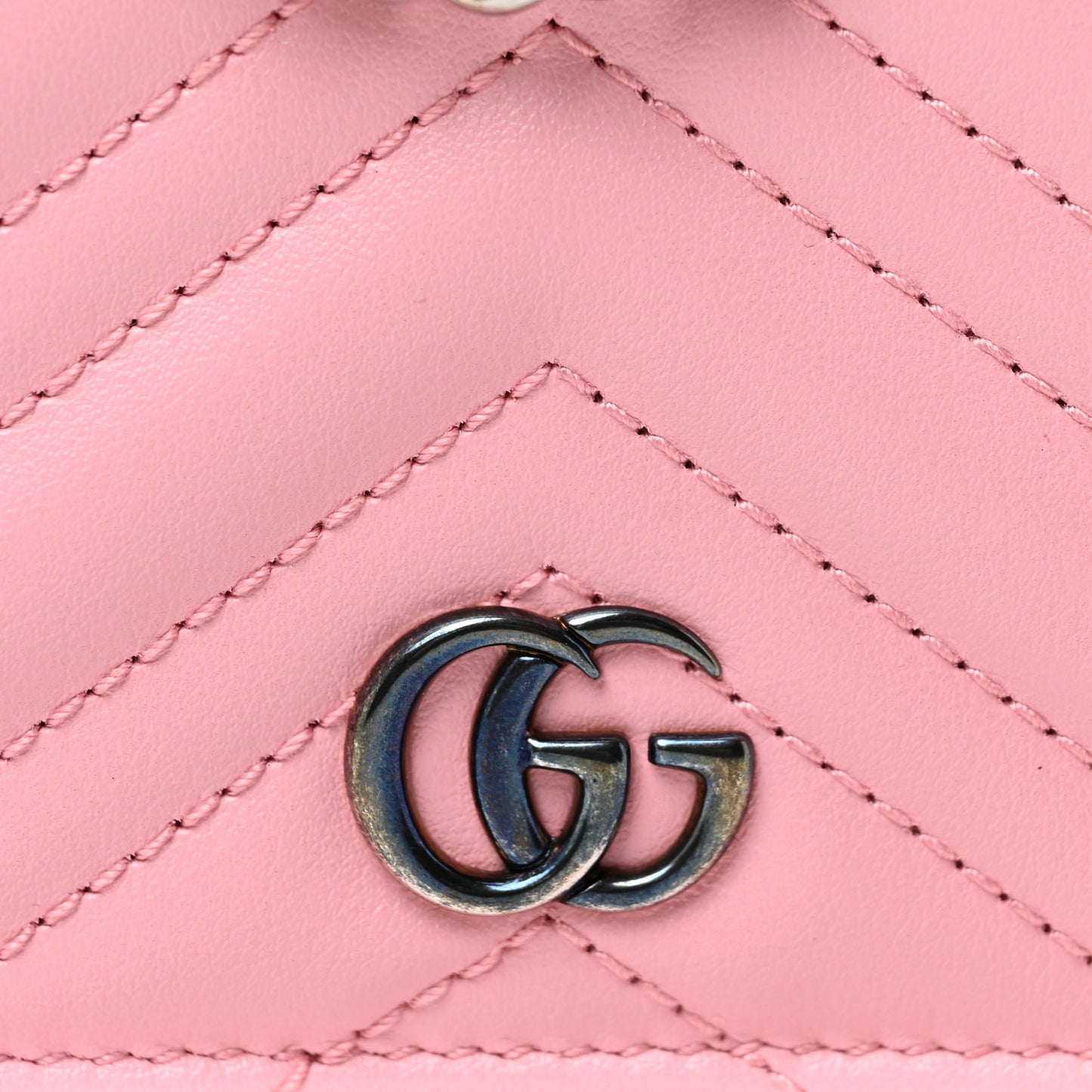 Calfskin Matelasse GG Marmont Mini Wallet On Chain Wild Rose