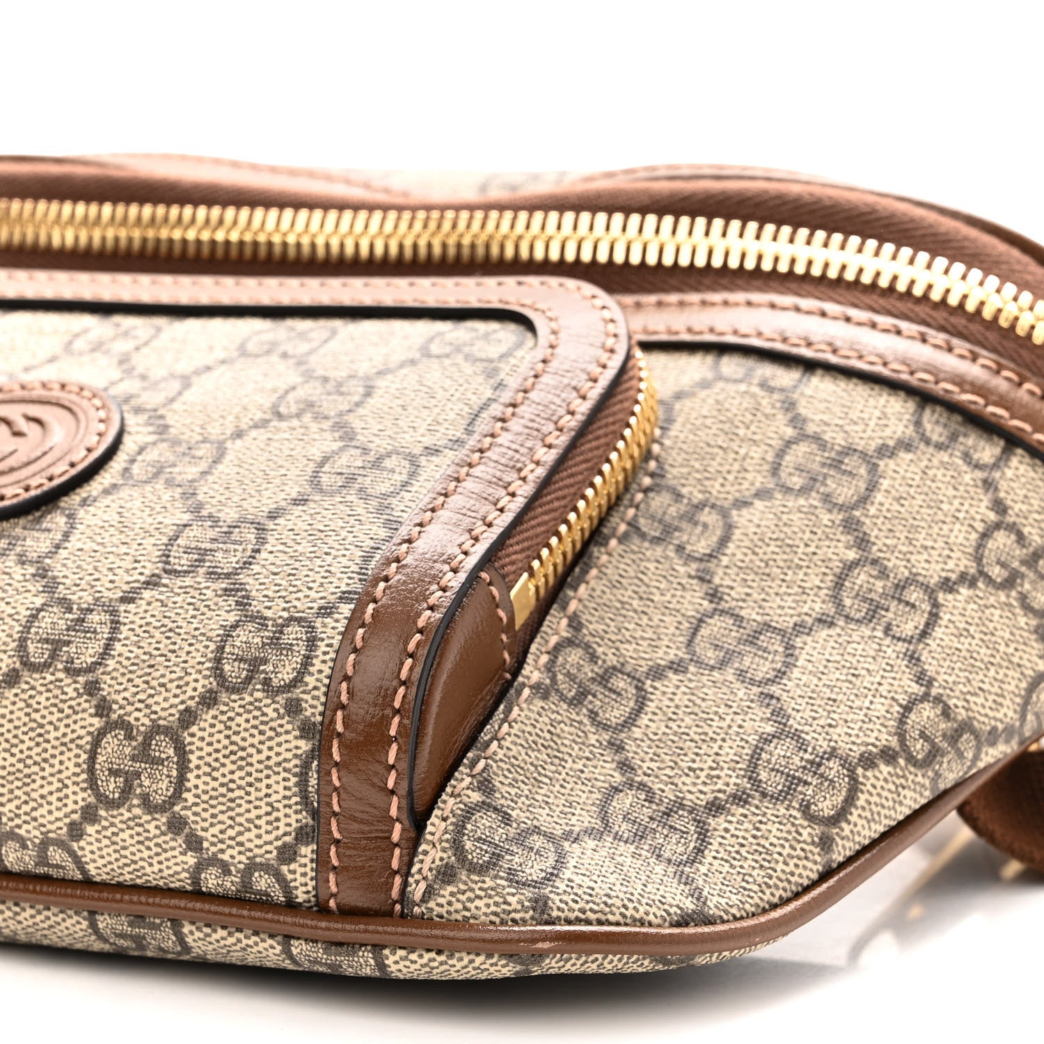 Gucci GG Supreme Monogram Textured Calfskin Retro Interlocking G Belt Bag Beige Ebony Brown Sugar 9 of 9