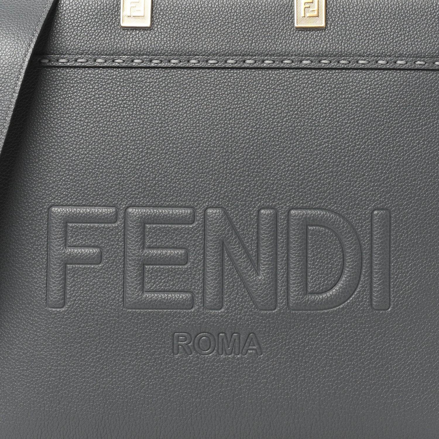 Fendi Vitello Cher Logo Debossed Medium Fendi Sunshine Shopper Tote Real Tempesta 7 of 9