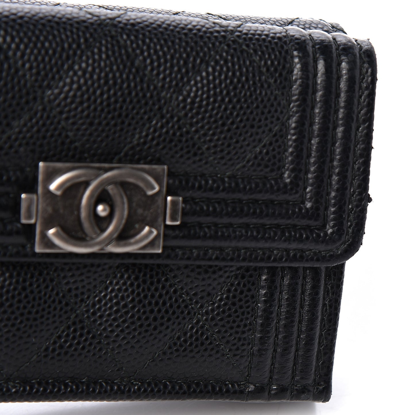 Caviar Quilted Small Boy Flap Wallet Black