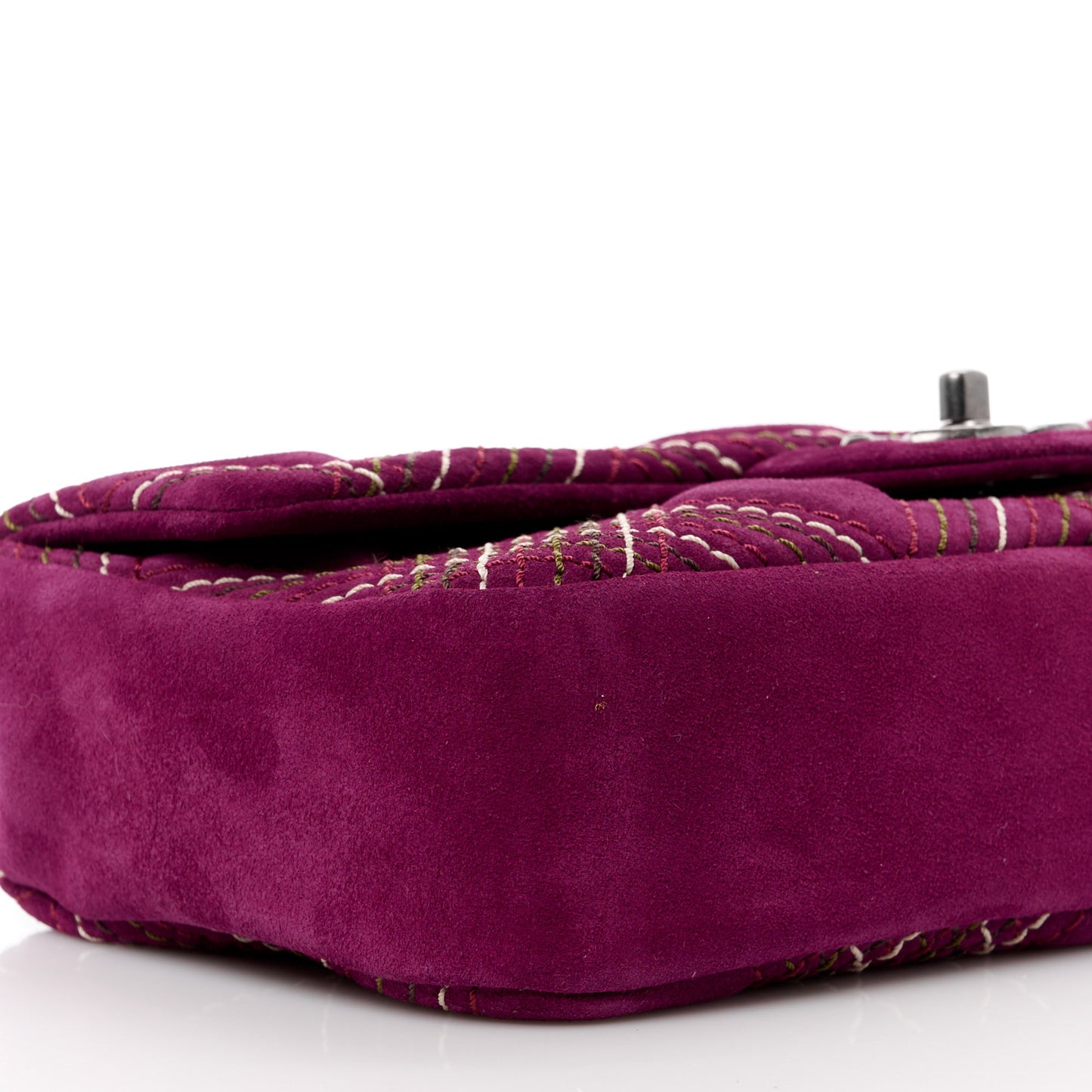 Suede Stitched Medium Saltire Single Flap Purple
