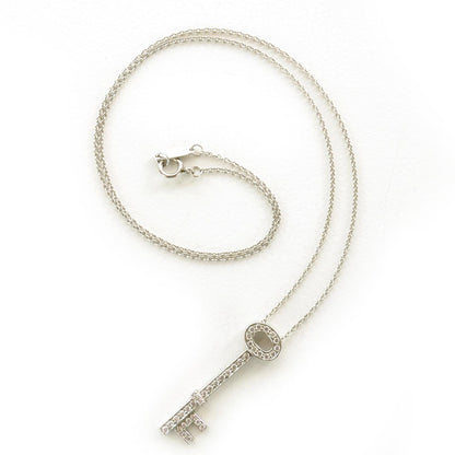 Tiffany Platinum Diamond Oval Key Pendant Necklace 1 of 6