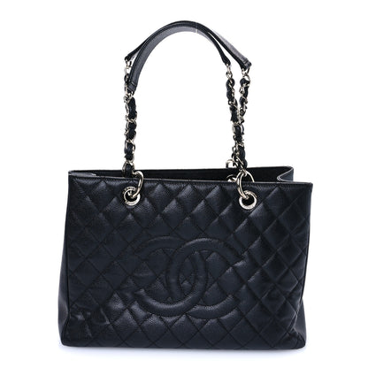 Chanel Caviar Quilted Grand Shopping Tote GST Dark Navy Blue 1 of 10