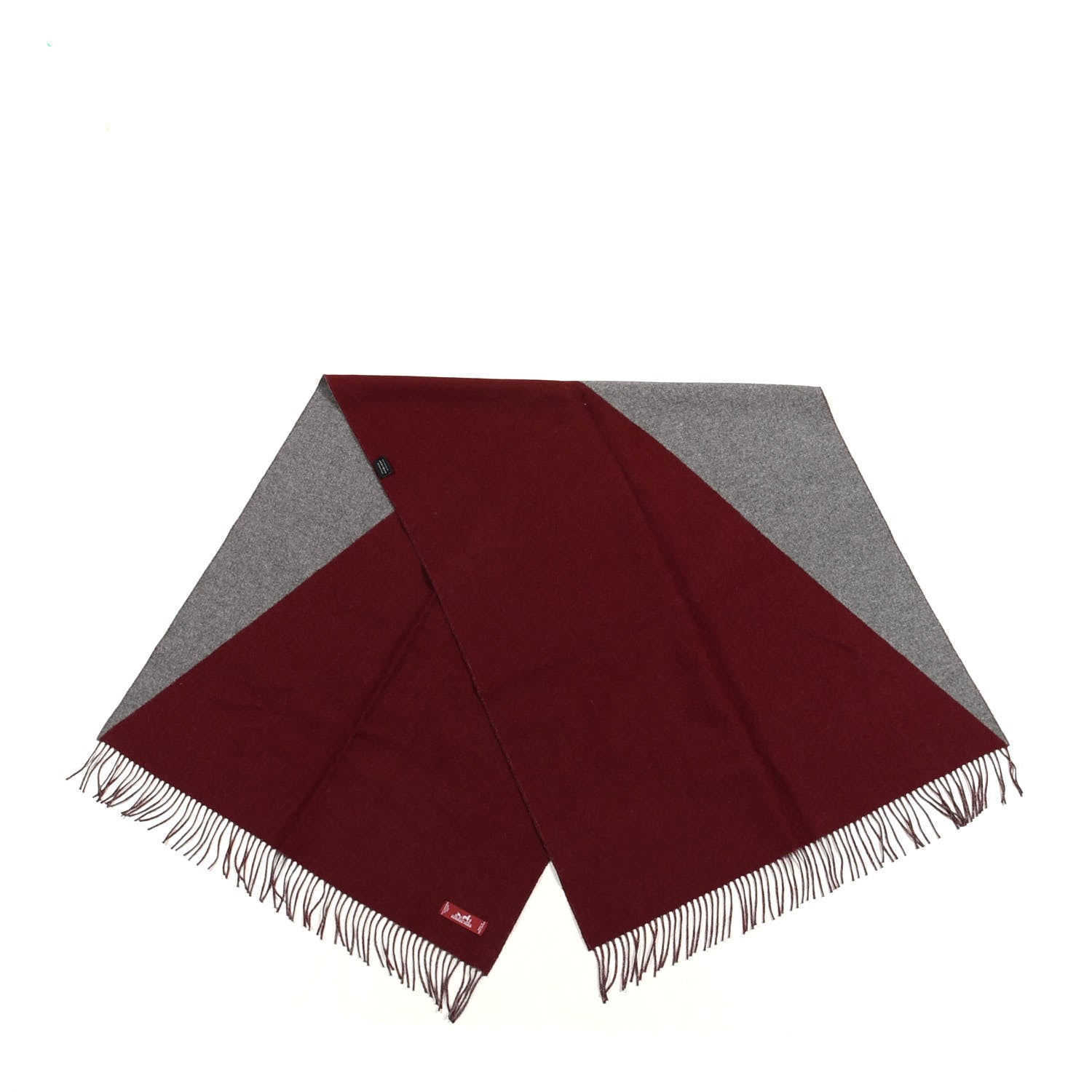 Hermes Cashmere Fringe Double Face Stole Rogue H Gris Moyen 2 of 5