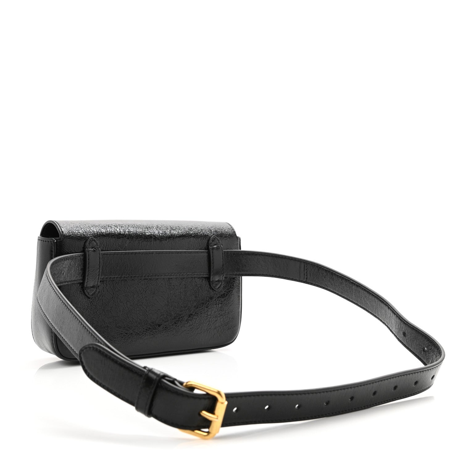 Fendi Agnello Old Shine Hip Belt Baguette Bag Black 3 of 9