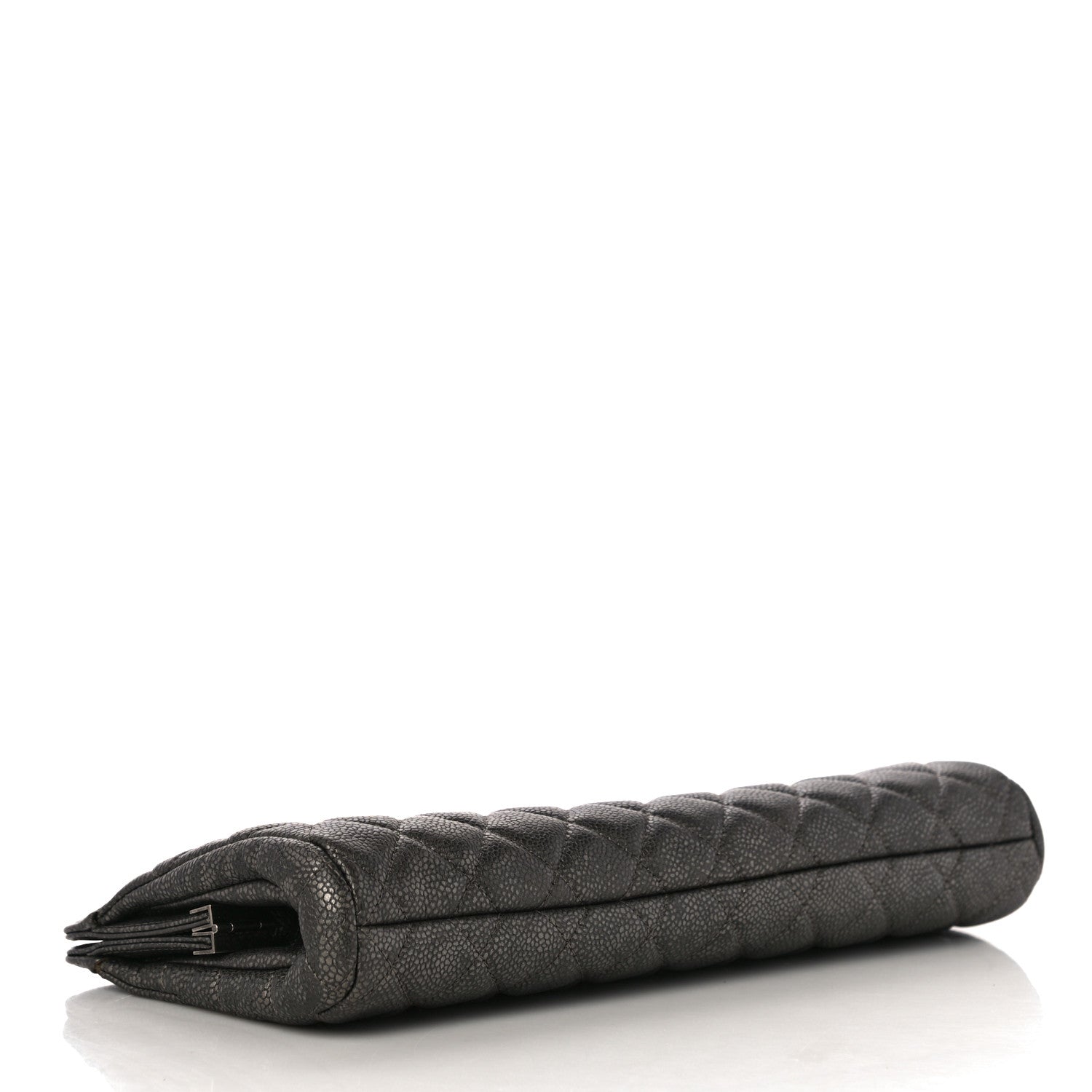 Chanel Metallic Caviar Quilted Clutch Dark Silver 4 of 10
