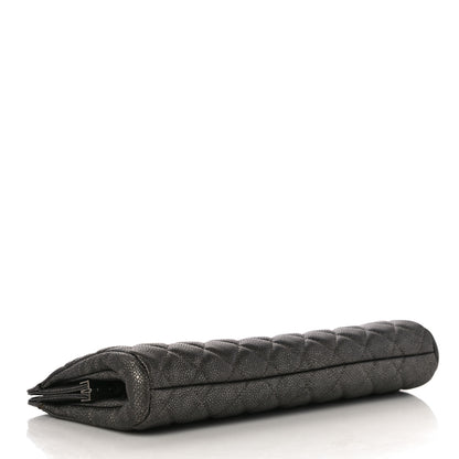 Chanel Metallic Caviar Quilted Clutch Dark Silver 4 of 10