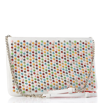 Christian Louboutin Calfskin Empire Spikes Loubiposh Clutch White Multi 2 of 9
