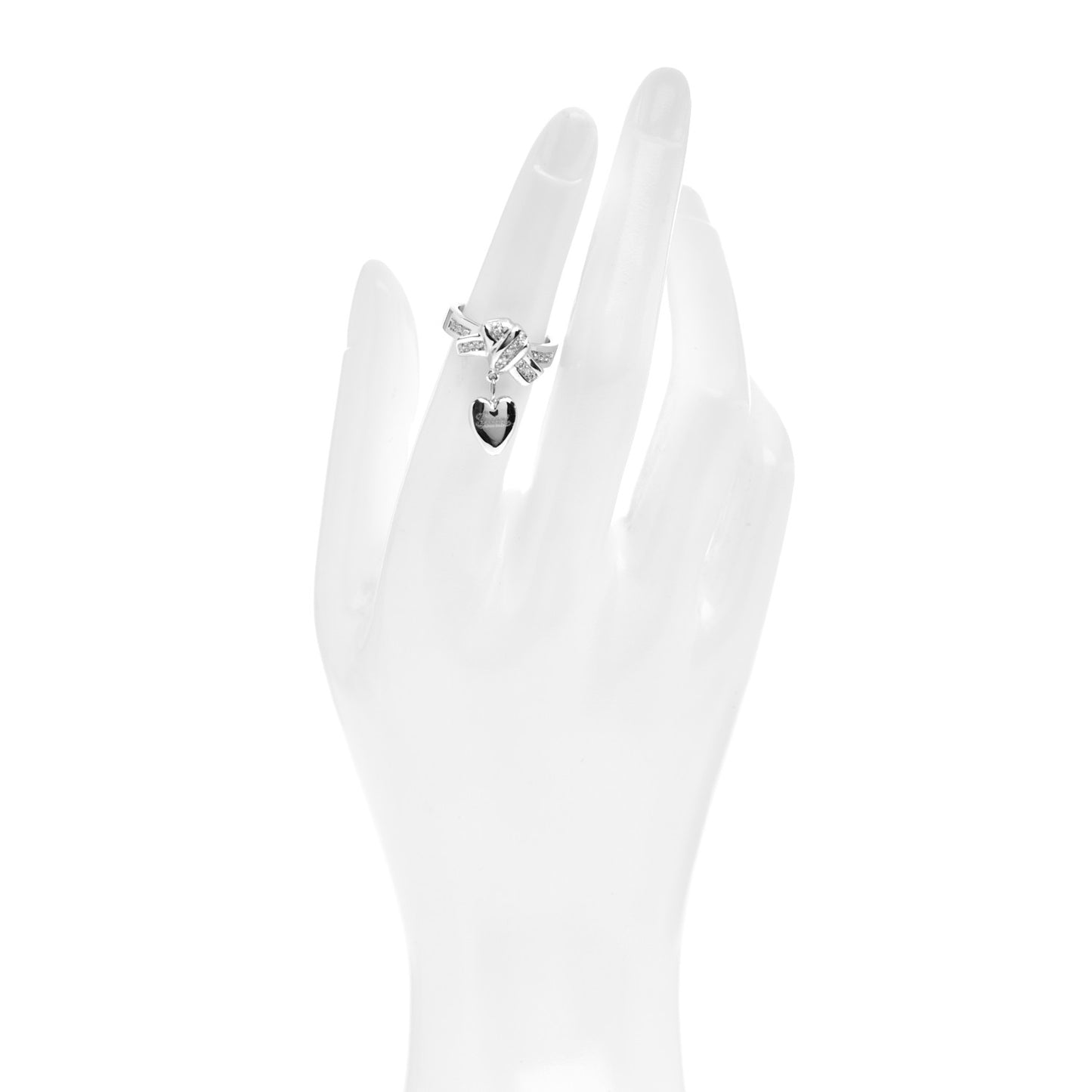 18K White Gold Diamond Heart Charm Ring 51 5.75