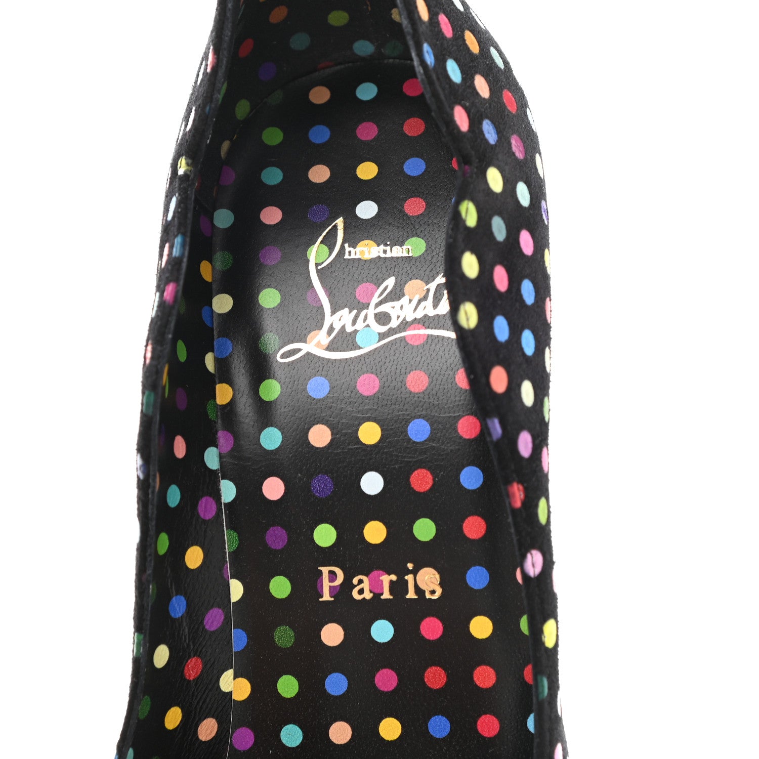 Christian Louboutin Suede Polka Dot Hot Chick 100 Pumps 36.5 Black Multicolor 7 of 8