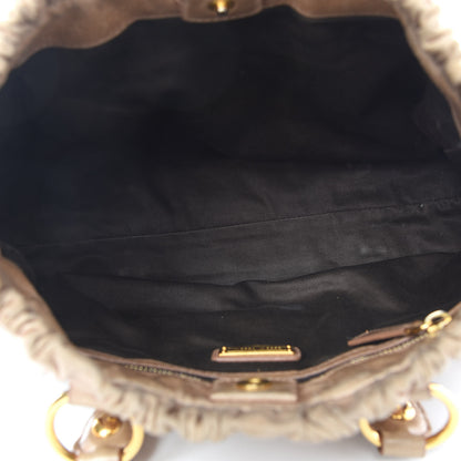 Miu Miu Vitello Lux Gathered Tote Beige 5 of 14