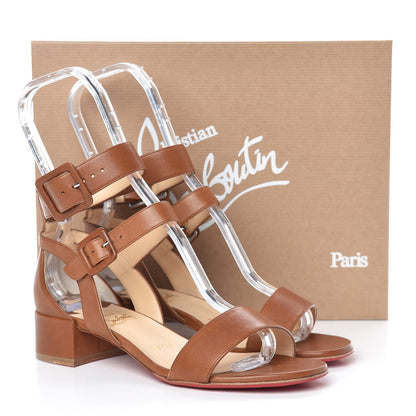 Christian Louboutin Calf Multipot 25 Block Heel Sandals 37.5 Cuoio 13 of 13