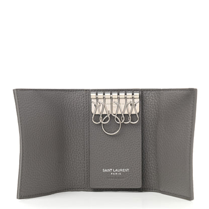 Saint Laurent Grained Calfskin Key Holder Wallet Grey 5 of 8