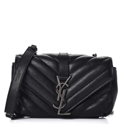 Saint Laurent Sheepskin Matelasse Chevron Monogram Classic Baby Chain Bag Black 1 of 8