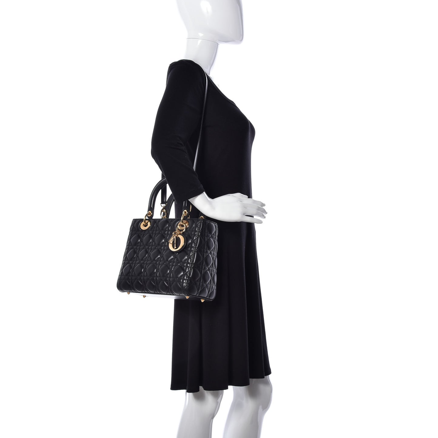 Lambskin Cannage Medium Lady Dior Black