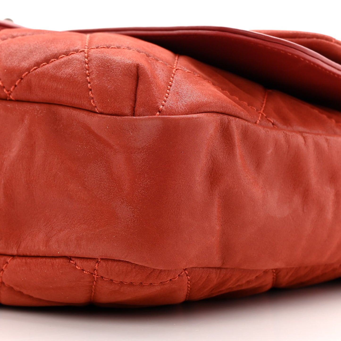 Iridescent Calfskin Jumbo In the Mix Double Flap Red
