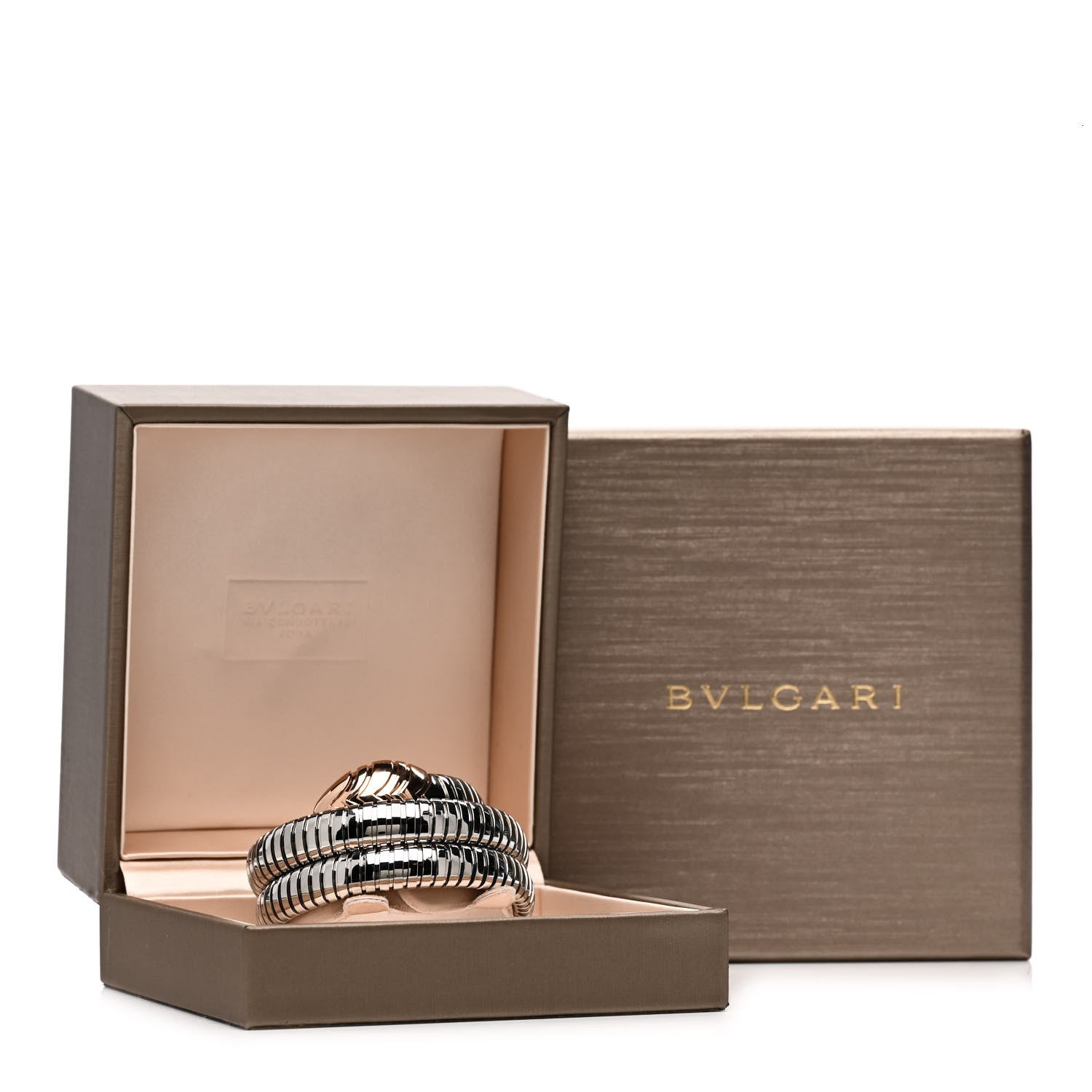 Bulgari Stainless Steel 18K Rose Gold Serpenti Tubogas Double Spiral Bracelet SM 4 of 4