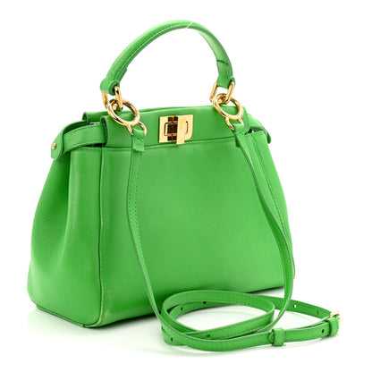 Fendi Nappa Mini Peekaboo Iconic Satchel Tomatillo 2 of 14