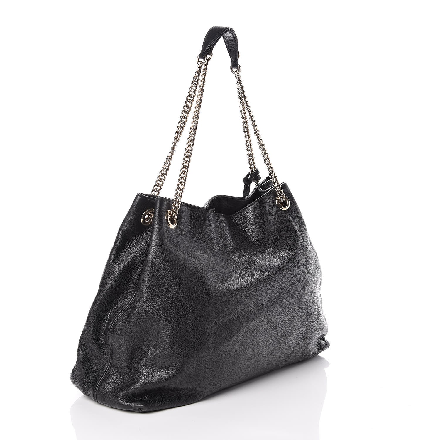 Gucci Pebbled Calfskin Large Soho Chain Shoulder Bag Black 3 of 12