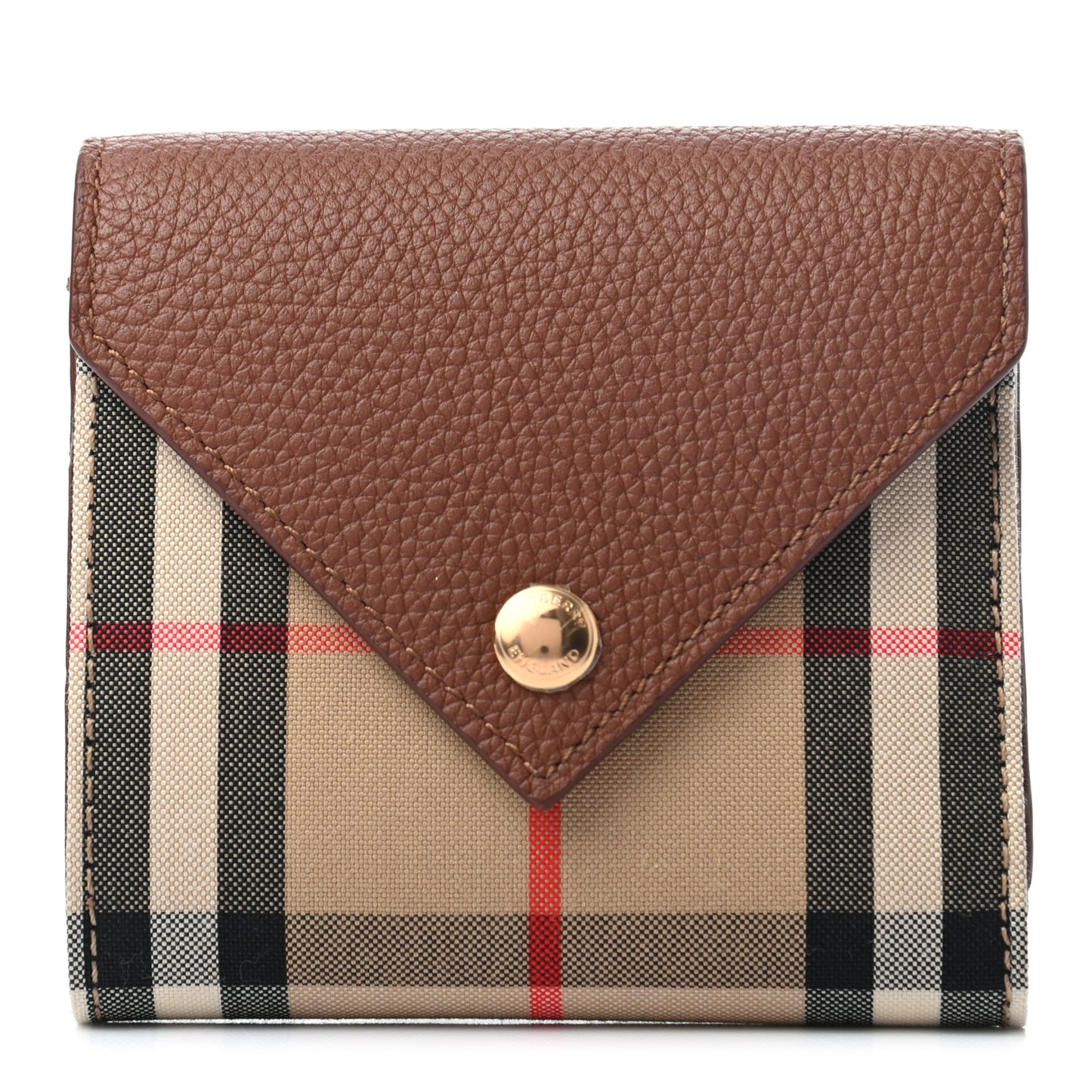Grainy Calfskin Vintage Check Wallet Brown