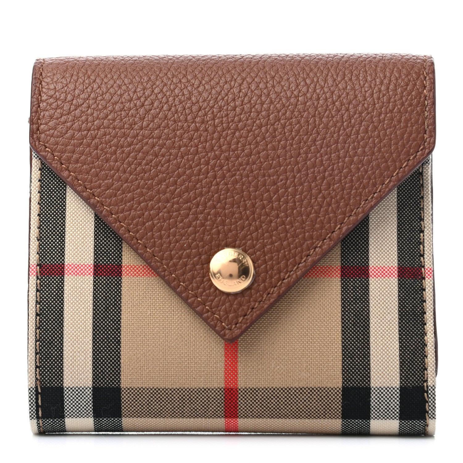 Burberry Grainy Calfskin Vintage Check Wallet Brown 1 of 8
