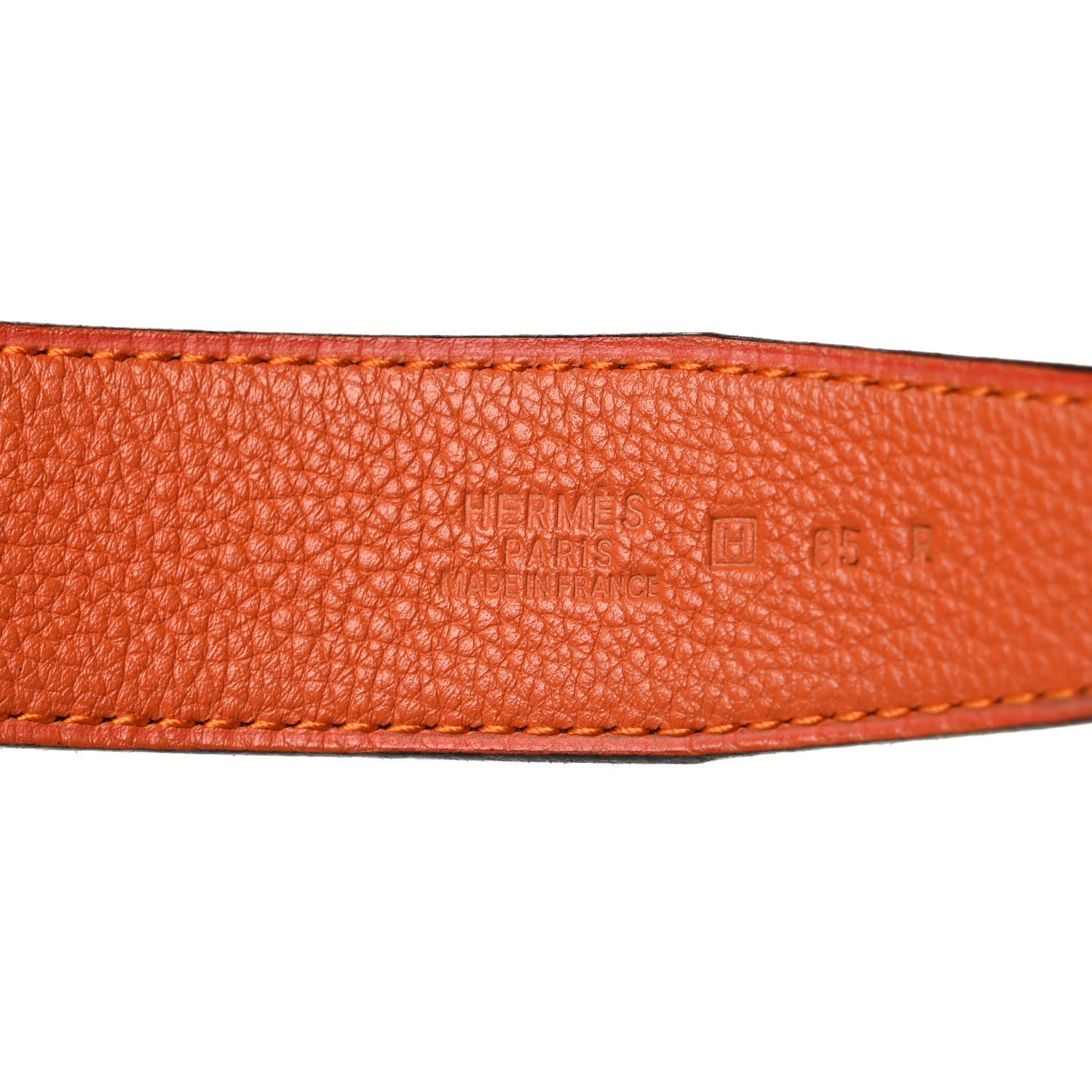 Hermes Togo Box 32mm H Belt 85 Orange Chocolate 3 of 4