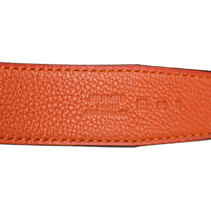 Hermes Togo Box 32mm H Belt 85 Orange Chocolate 3 of 4