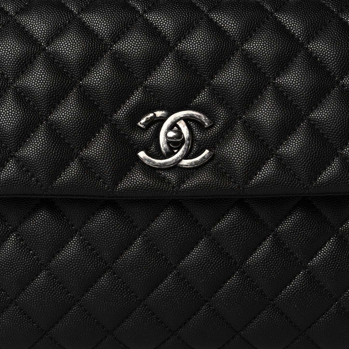 Caviar Quilted Medium Coco Handle Flap Black