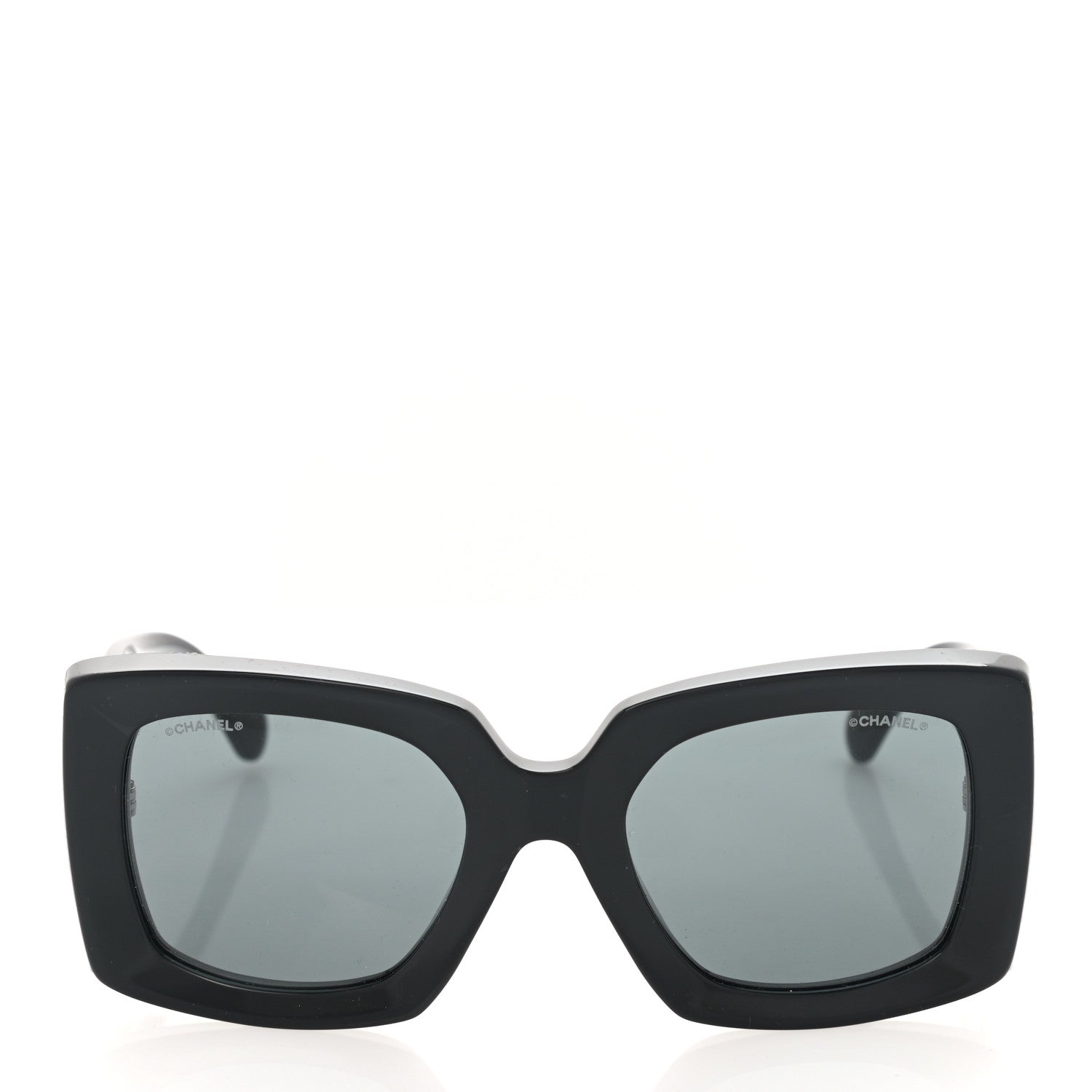 Chanel Acetate Rectangle Sunglasses 5435 Black Grey 2 of 8