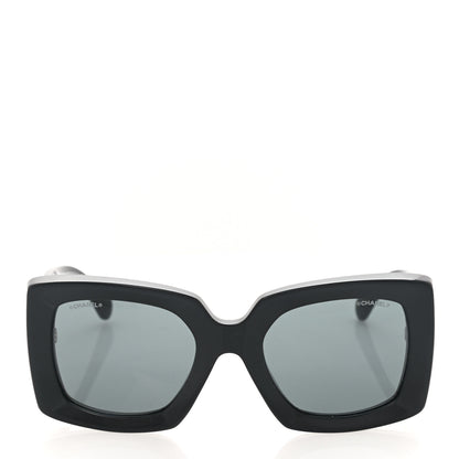 Chanel Acetate Rectangle Sunglasses 5435 Black Grey 2 of 8