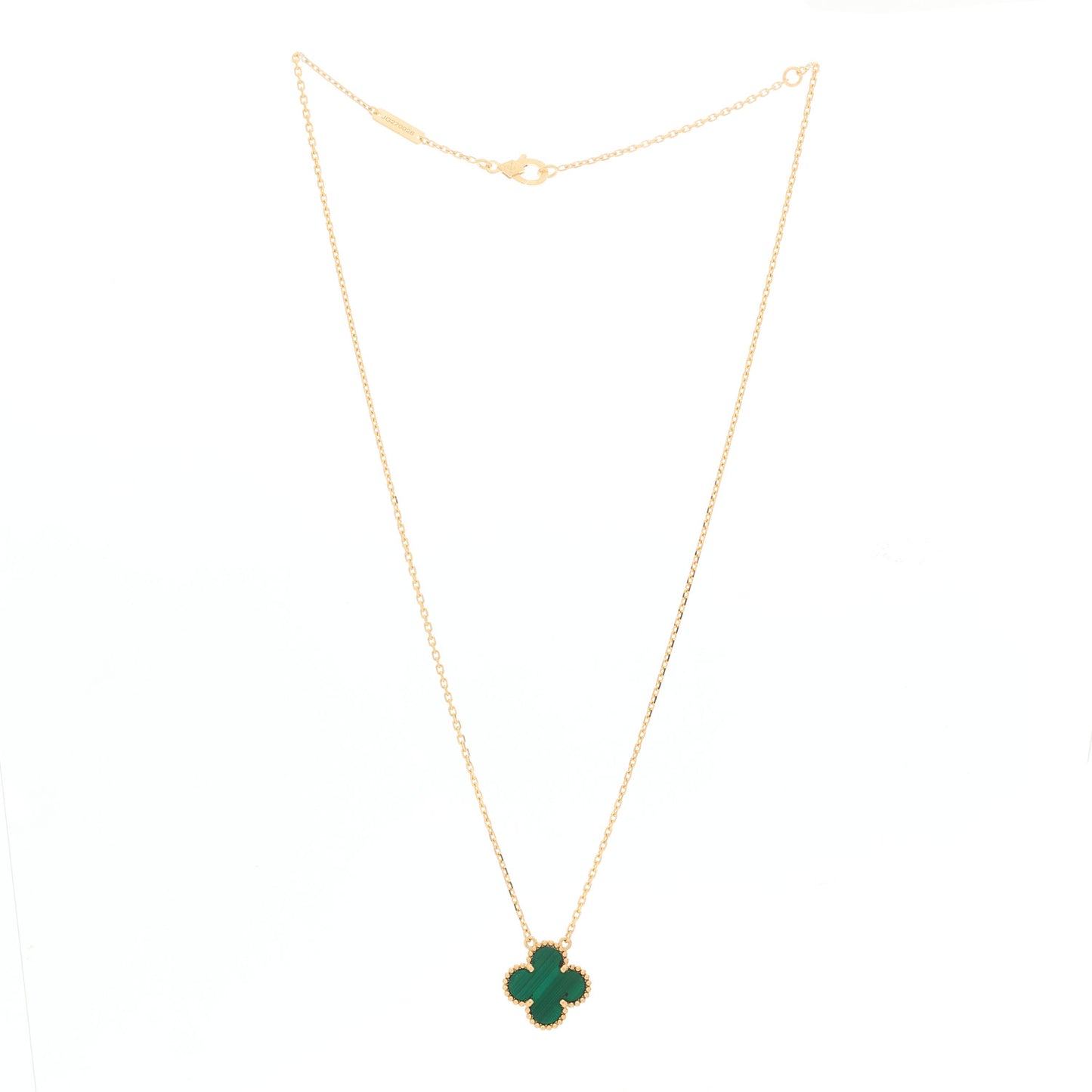 18K Yellow Gold Malachite Vintage Alhambra Pendant Necklace